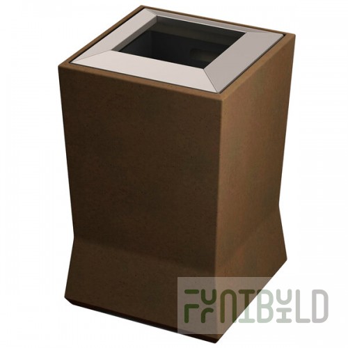 Commercial Zone 724565 ModTec 20 Gallon Old Bronze Square Trash Can with Stainless Steel Lid