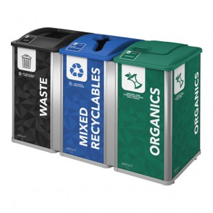Busch Systems Mosaic 209845 96 Gallon HDPE Three Stream Decorative Mixed Recyclables / Waste Receptacle Busch Systems Mosaic 209845 96 Gallon HDPE Three Stream Decorative Mixed Recyclables / Waste Receptacle