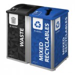 Busch Systems Mosaic 209845 96 Gallon HDPE Three Stream Decorative Mixed Recyclables / Waste Receptacle