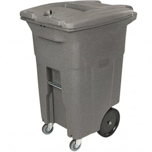 Toter CDC64-00GST 64 Gallon Graystone Rectangular Wheeled Secure Document Management Cart with Barrel Lock Lid