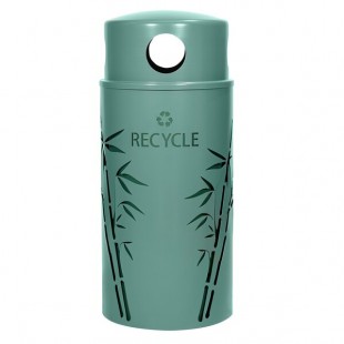 Ex-Cell Kaiser NS33-BB R MAL Nature Series Round 33 Gallon Steel Malachite Bamboo Recycling Bin Ex-Cell Kaiser NS33-BB R MAL Nature Series Round 33 Gallon Steel Malachite Bamboo Recycling Bin