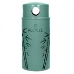 Ex-Cell Kaiser NS33-BB R MAL Nature Series Round 33 Gallon Steel Malachite Bamboo Recycling Bin