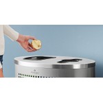 Lancaster Table & Seating 32 Gallon Stainless Steel Elliptical Two-Stream Decorative Trash Can with Trash and Recycle Openings Lancaster Table & Seating 32 Gallon Stainless Steel Elliptical Two-Stream Decorative Trash Can with Trash and Recycle Openings