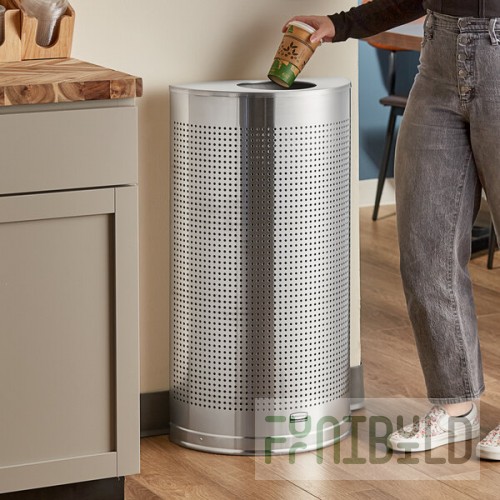 Rubbermaid® FGSH12SSPL Silhouettes Stainless Steel Designer Half Round Trash Can - 12 Gallon