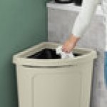 Lavex 21 Gallon Beige Corner Round Rim Top Trash Can Lid