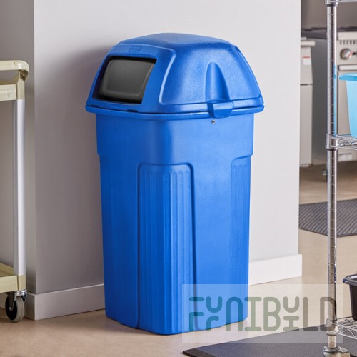 Toter ST35BLKT Slimline Blue 35 Gallon Square Trash Can with Square Dome Lid