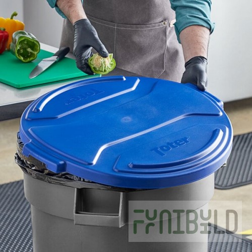 Toter RND32-L0705 Blue Lid for 32 Gallon Round Trash Cans