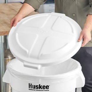 Continental 3202WH Huskee 32 Gallon White Round Dome Trash Can Lid