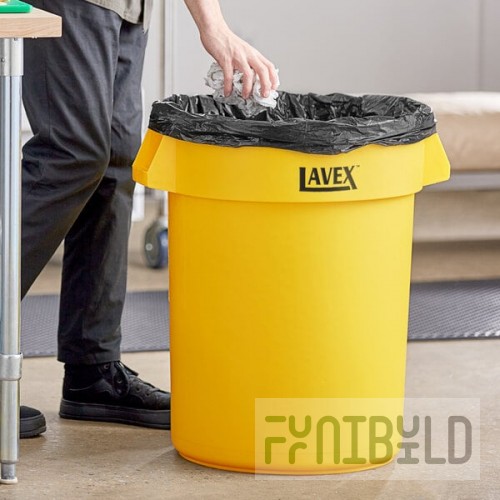 Lavex 32 Gallon Yellow Round Commercial Trash Can