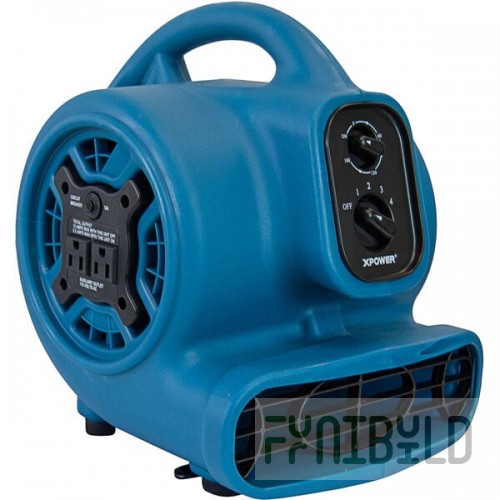 XPOWER P-260AT Freshen Aire Blue 4-Speed Compact Scented Air Mover with GFCI Power Outlets and Timer - 1/5 hp