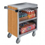 Lakeside 844RM 3 Shelf Heavy Duty Stainless Steel Utility Cart with Enclosed Base and Red Maple Finish - 22 1/2