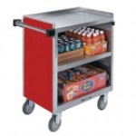 Lakeside 844RM 3 Shelf Heavy Duty Stainless Steel Utility Cart with Enclosed Base and Red Maple Finish - 22 1/2