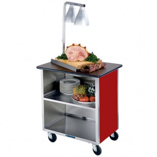 Lakeside 626RD Heavy-Duty Stainless Steel Three Shelf Flat Top Utility Cart with Enclosed Base and Red Finish - 18 3/4