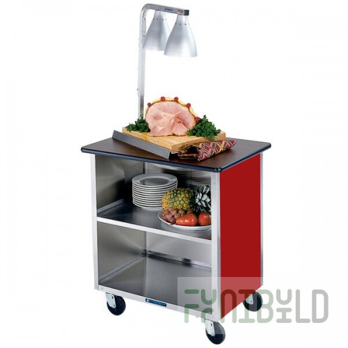 Lakeside 626RD Heavy-Duty Stainless Steel Three Shelf Flat Top Utility Cart with Enclosed Base and Red Finish - 18 3/4