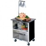 Lakeside 626RD Heavy-Duty Stainless Steel Three Shelf Flat Top Utility Cart with Enclosed Base and Red Finish - 18 3/4