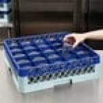 Noble Warewashing 25-Compartment Gray Full-Size Glass Rack with 1 Blue Extender Noble Warewashing 25-Compartment Gray Full-Size Glass Rack with 1 Blue Extender