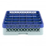 Noble Warewashing 25-Compartment Gray Full-Size Glass Rack with 1 Blue Extender Noble Warewashing 25-Compartment Gray Full-Size Glass Rack with 1 Blue Extender