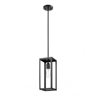 Globe Contemporary Matte Black Pendant Light with Open-Concept Rectangular Shade - 120V, 60W