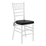 Lancaster Table & Seating White Wood Chiavari Chair with Black Cushion Lancaster Table & Seating White Wood Chiavari Chair with Black Cushion