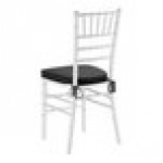 Lancaster Table & Seating White Wood Chiavari Chair with Black Cushion Lancaster Table & Seating White Wood Chiavari Chair with Black Cushion
