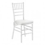 Lancaster Table & Seating White Wood Chiavari Chair with Black Cushion Lancaster Table & Seating White Wood Chiavari Chair with Black Cushion