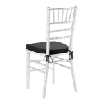 Lancaster Table & Seating White Wood Chiavari Chair with Black Cushion Lancaster Table & Seating White Wood Chiavari Chair with Black Cushion