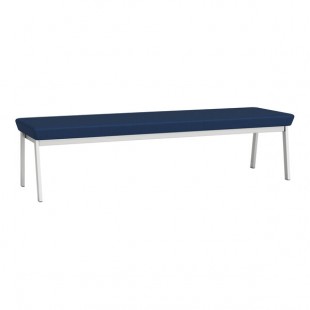 Lesro Newport Patriot Plus Imperial Blue Vinyl 3-Seat Bench with Silver Powder-Coated Steel Legs