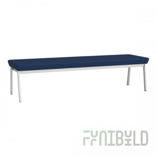 Lesro Newport Patriot Plus Imperial Blue Vinyl 3-Seat Bench with Silver Powder-Coated Steel Legs