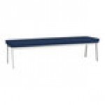 Lesro Newport Patriot Plus Imperial Blue Vinyl 3-Seat Bench with Silver Powder-Coated Steel Legs