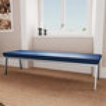 Lesro Newport Patriot Plus Imperial Blue Vinyl 3-Seat Bench with Silver Powder-Coated Steel Legs