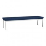 Lesro Newport Patriot Plus Imperial Blue Vinyl 3-Seat Bench with Silver Powder-Coated Steel Legs