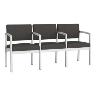 Lesro Lenox Steel Patriot Plus Charcoal Vinyl 3-Seat Sofa with Center Arms Lesro Lenox Steel Patriot Plus Charcoal Vinyl 3-Seat Sofa with Center Arms