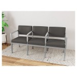 Lesro Lenox Steel Patriot Plus Charcoal Vinyl 3-Seat Sofa with Center Arms Lesro Lenox Steel Patriot Plus Charcoal Vinyl 3-Seat Sofa with Center Arms