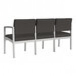 Lesro Lenox Steel Patriot Plus Charcoal Vinyl 3-Seat Sofa with Center Arms Lesro Lenox Steel Patriot Plus Charcoal Vinyl 3-Seat Sofa with Center Arms