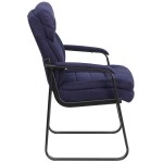 Flash Furniture GO-1156-NVY-GG Navy Microfiber Executive Side Chair with Sled Base