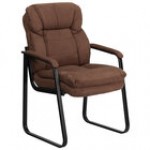 Flash Furniture GO-1156-NVY-GG Navy Microfiber Executive Side Chair with Sled Base