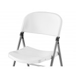 Lancaster Table & Seating White Contoured Injection Molded Folding Chair with Gray Frame and Sage Gray Legs Lancaster Table & Seating White Contoured Injection Molded Folding Chair with Gray Frame and Sage Gray Legs