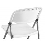 Lancaster Table & Seating White Contoured Injection Molded Folding Chair with Gray Frame and Sage Gray Legs Lancaster Table & Seating White Contoured Injection Molded Folding Chair with Gray Frame and Sage Gray Legs