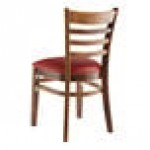 Lancaster Table & Seating Vintage Finish Wood Ladder Back Chair with Burgundy Vinyl Seat - Detached Seat