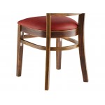Lancaster Table & Seating Vintage Finish Wood Ladder Back Chair with Burgundy Vinyl Seat - Detached Seat