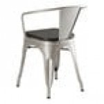 Lancaster Table & Seating Alloy Silver Indoor Arm Chair with Black Wood Seat Lancaster Table & Seating Alloy Silver Indoor Arm Chair with Black Wood Seat