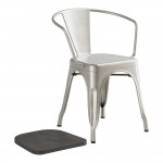 Lancaster Table & Seating Alloy Silver Indoor Arm Chair with Black Wood Seat Lancaster Table & Seating Alloy Silver Indoor Arm Chair with Black Wood Seat