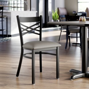 Lancaster Table & Seating Black Finish Cross Back Chair with 2 1/2 Lancaster Table & Seating Black Finish Cross Back Chair with 2 1/2
