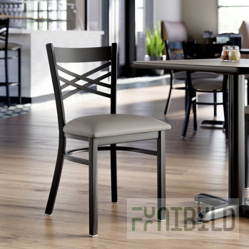 Lancaster Table & Seating Black Finish Cross Back Chair with 2 1/2