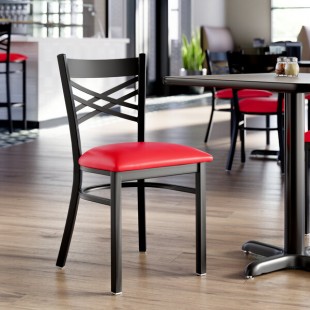 Lancaster Table & Seating Black Finish Cross Back Chair with 2 1/2 Lancaster Table & Seating Black Finish Cross Back Chair with 2 1/2