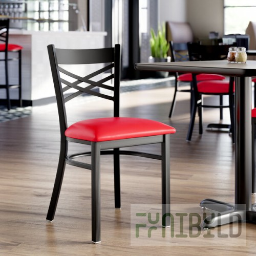 Lancaster Table & Seating Black Finish Cross Back Chair with 2 1/2