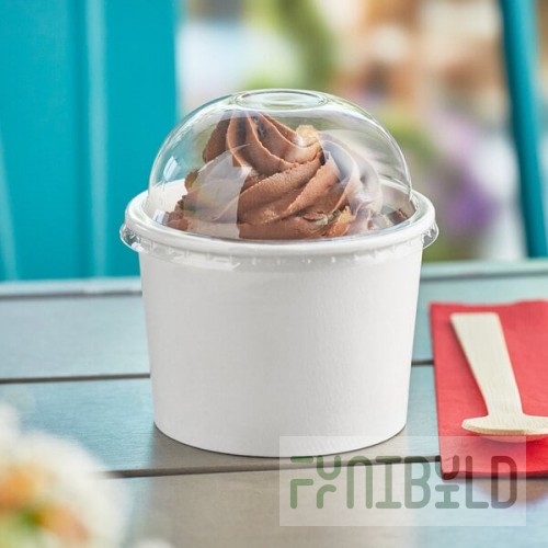 Choice 12 oz. White Paper Frozen Yogurt / Food Cup with Dome Lid - 50/Case