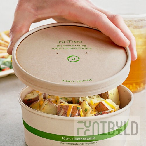 World Centric NoTree 24-32 oz. Compostable Wide Paper Lid - 300/Case