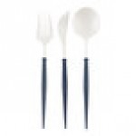 Sophistiplate Bella White / Navy Extra Heavy Weight Plastic Cutlery - 288/Case Sophistiplate Bella White / Navy Extra Heavy Weight Plastic Cutlery - 288/Case