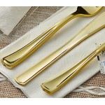 Visions Classic Individually Wrapped Extra Heavy Weight Gold Polystyrene Plastic Cutlery Set with Napkin and Salt and Pepper Packets - 100/Case